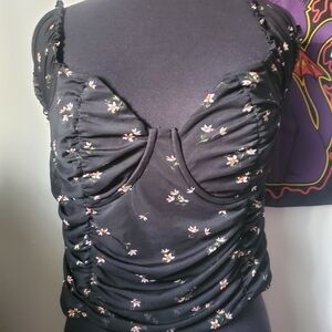 JUST POLLY FLORAL BUSTIER TOP